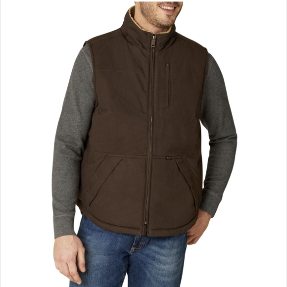 Lee Premium Men's Sherpa Lined Full Zip Canvas The Workwear Vest - Picture 3 of 10